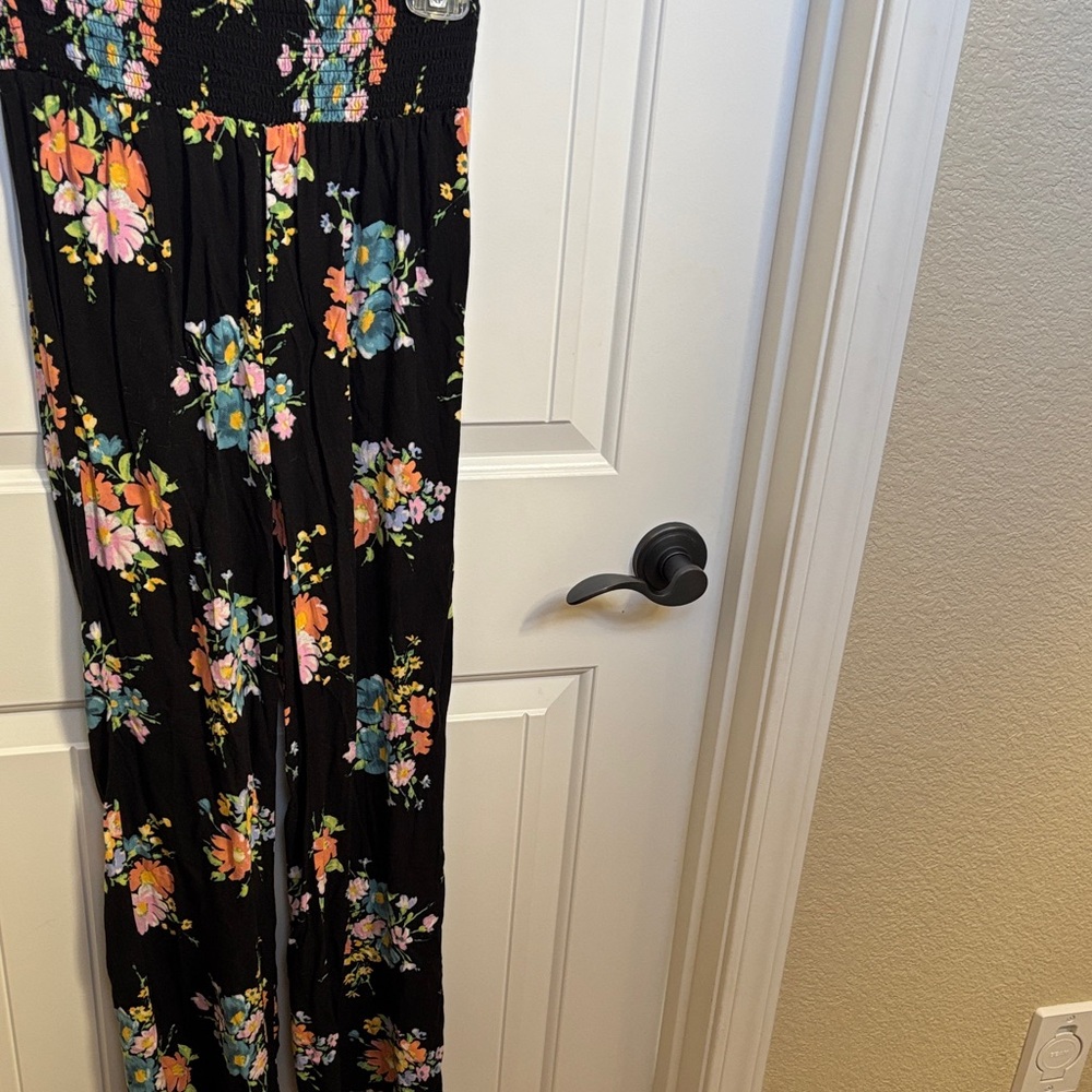 O'Neill Black Jumpsuit with Colorful Floral Design